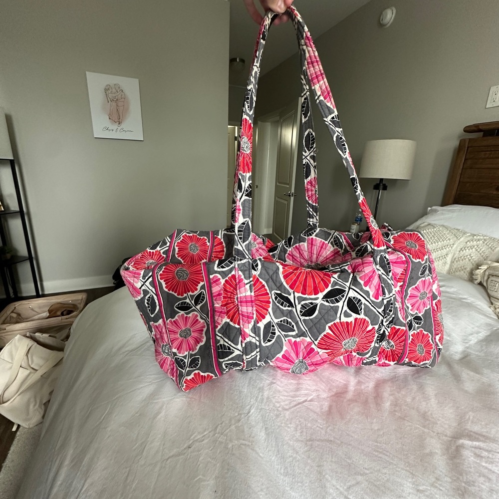 Floral Pink and Gray Vera Bradley Duffle
